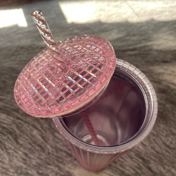 NWT - Starbucks 24oz Pink/Blue Ombre Cross-Checkered Textured Tumbler w/straw - Picture 5 of 6